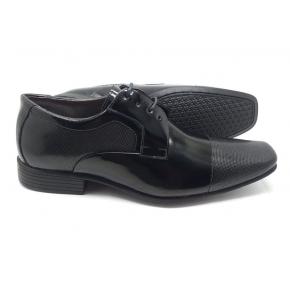 Sapato social  preto em couro envernizado Classic Men's Club 
